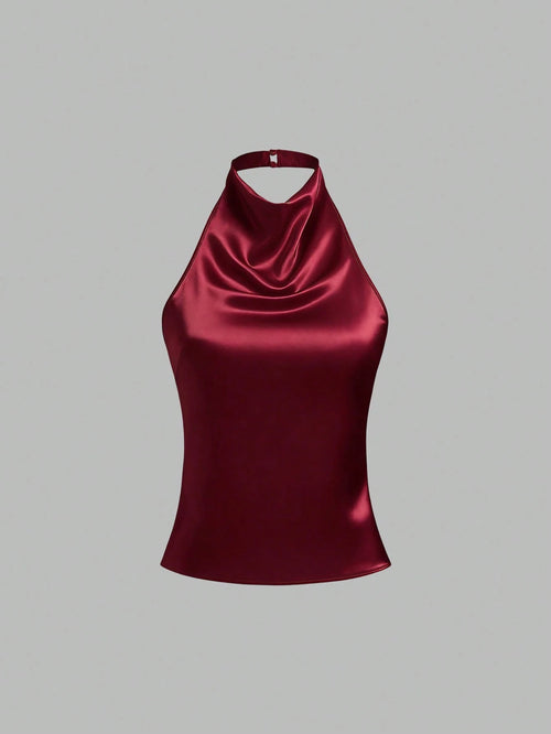 Sweetra Backless Tie Strap Sleeveless Minimalist Design Summer Camisole