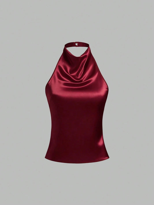 Sweetra Backless Tie Strap Sleeveless Minimalist Design Summer Camisole