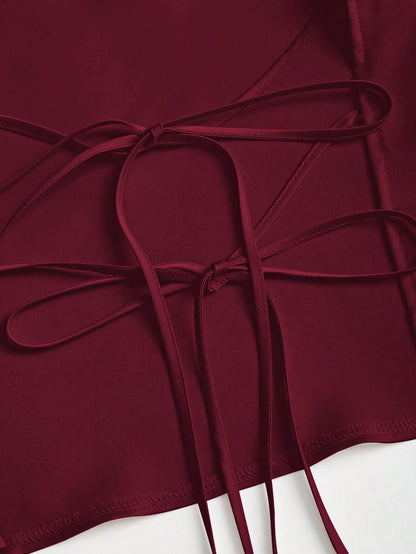 Sweetra Backless Tie Strap Sleeveless Minimalist Design Summer Camisole