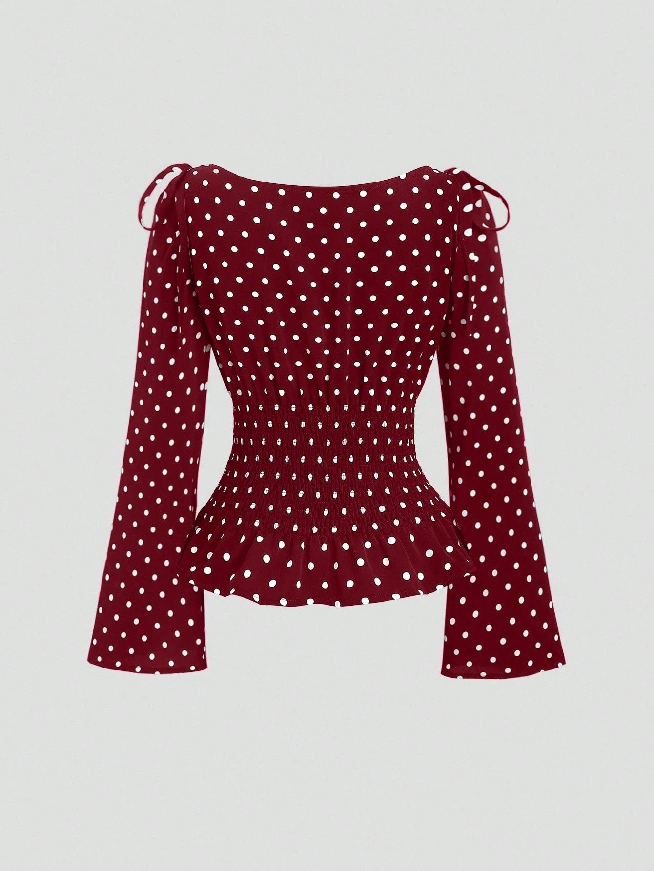Sweetra New Autumn/Winter French Elegant Fashion Polka Dot Shoulder Bowknot Waist Slimming Casual Commute Versatile Bell Sleeve Women Blouse