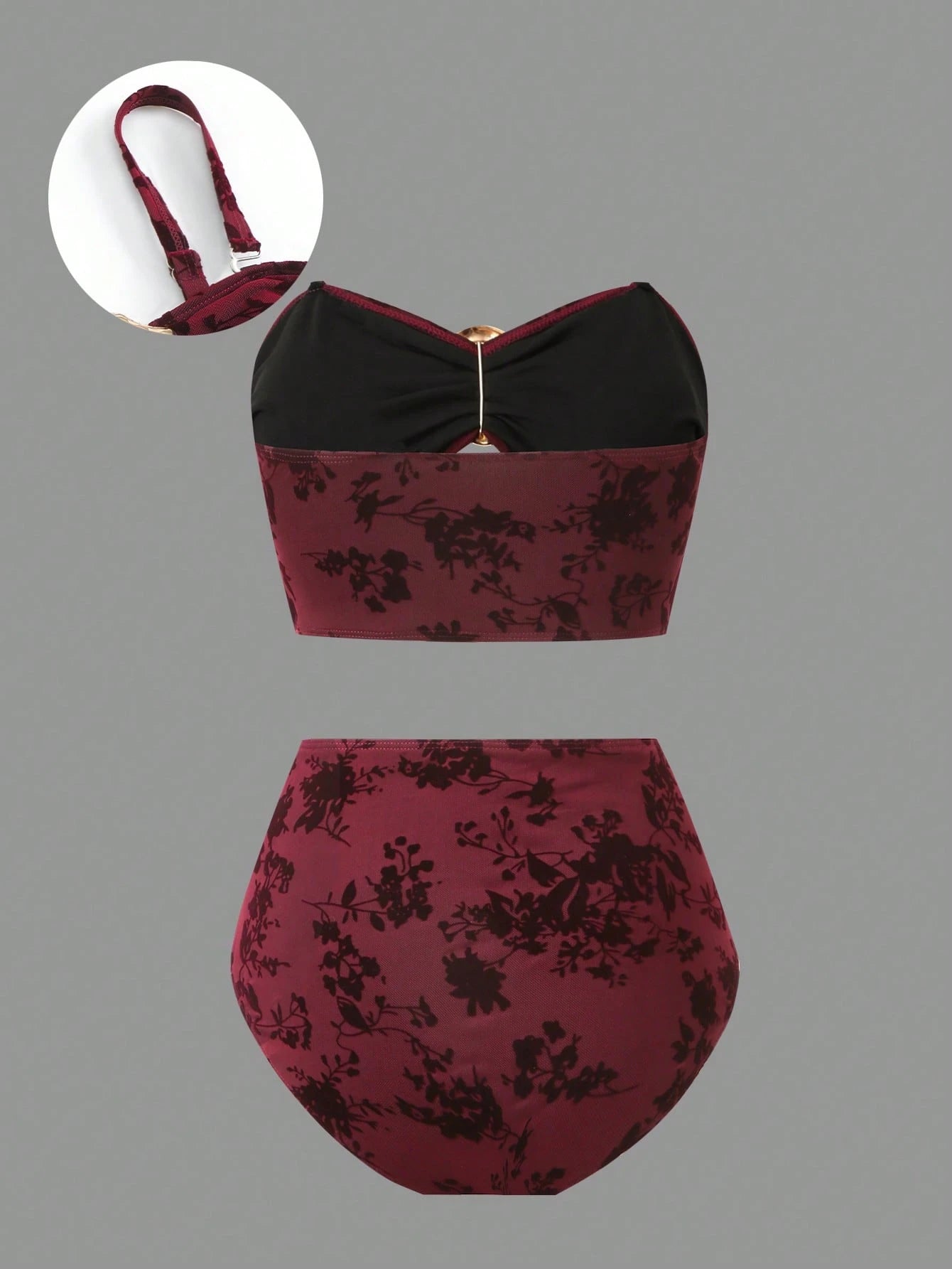 Sweetra Plus Size Swimwear Set, High-Quality Flocked Fabric, Minimalist European & American Style Tankini