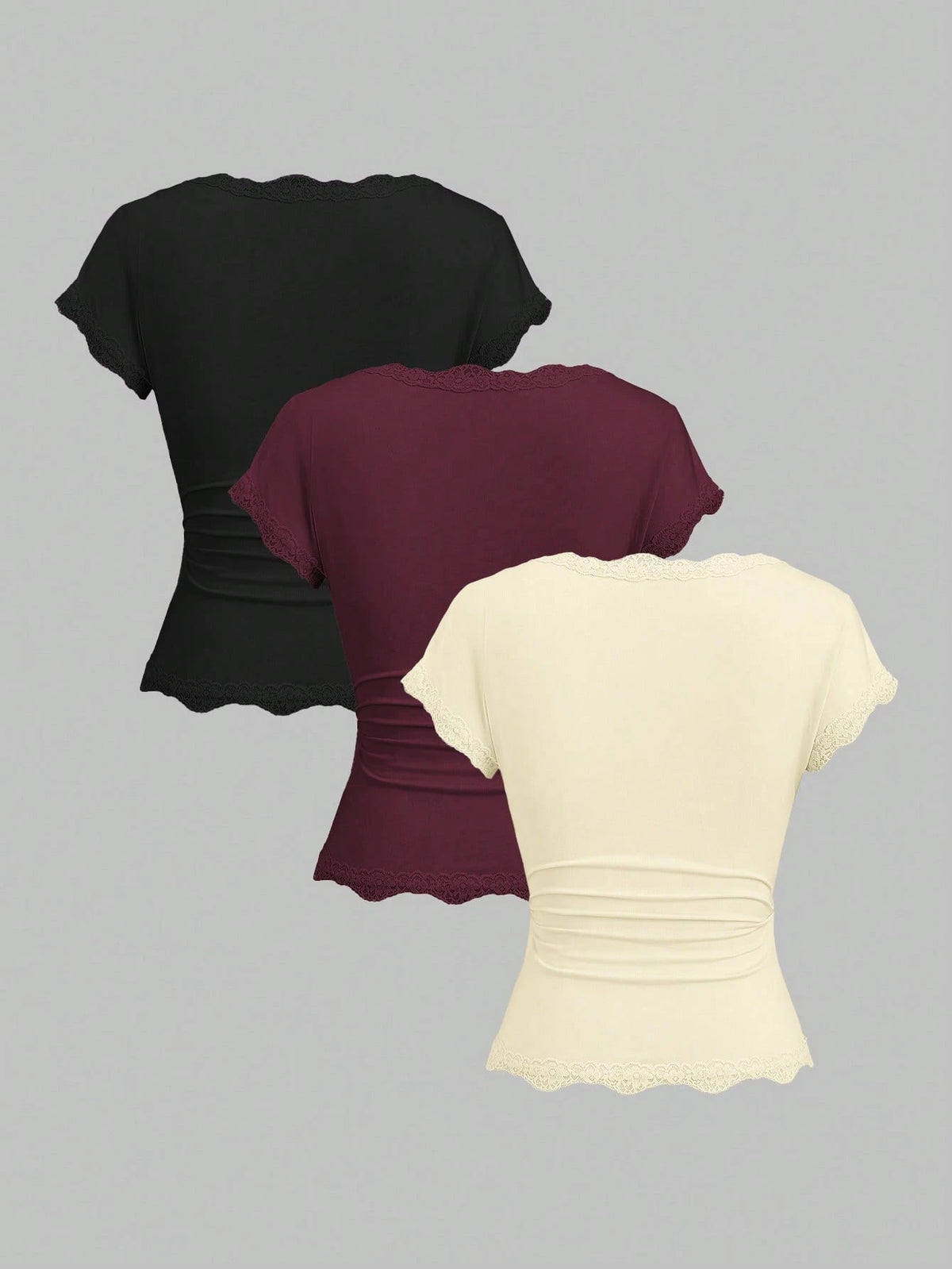 Sweetra Spring/Summer New Women's Designer High-Street Chic Lace Trim Slimming Fit Vacation Sports Versatile Comfortable Streetwear T-Shirt Set
