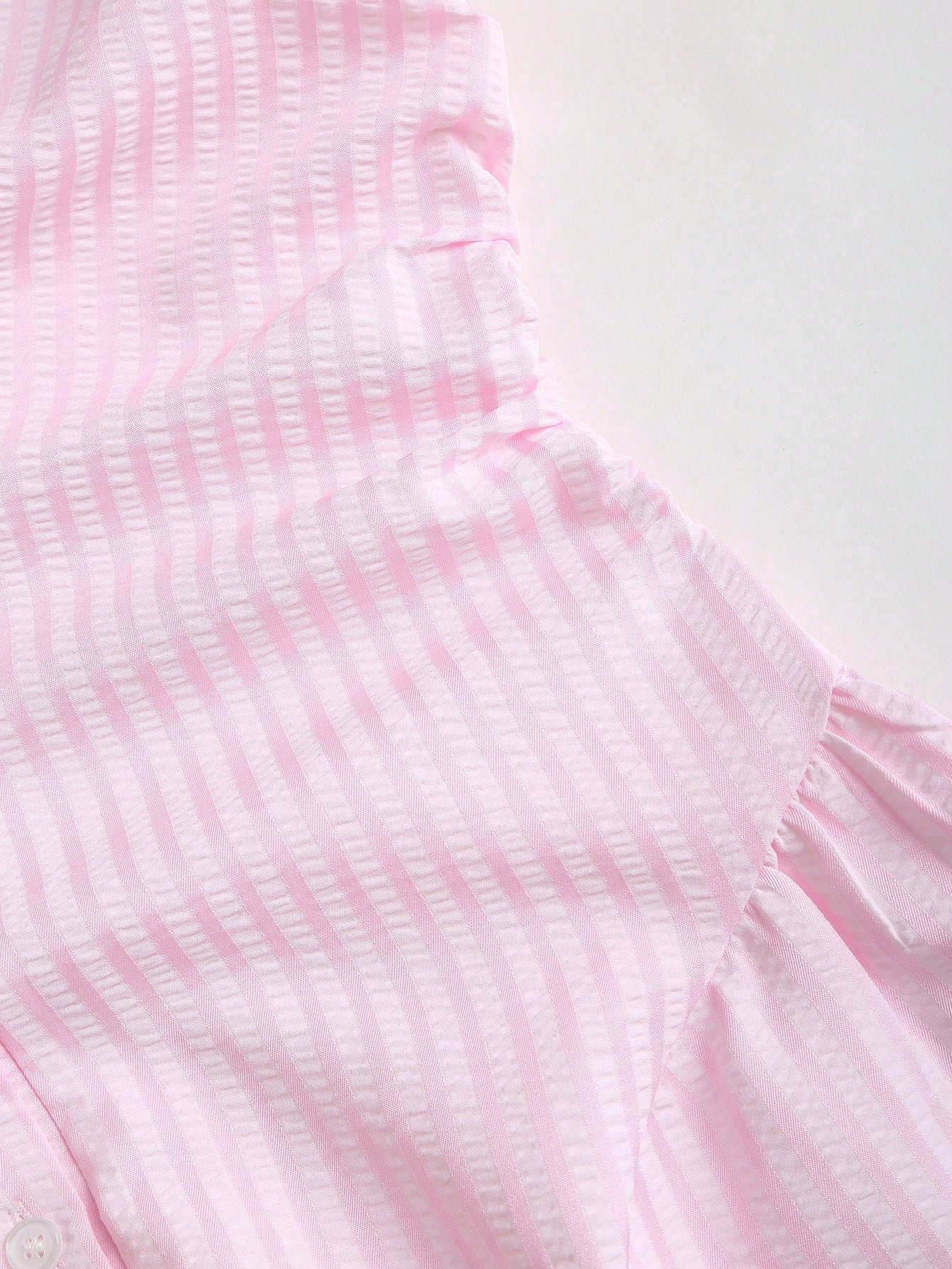 Sweetra Sweet & Fresh Pink Short Sleeve Shirt Dress, Waist Cinched Slimming Stylish Blouse Dress For Summer