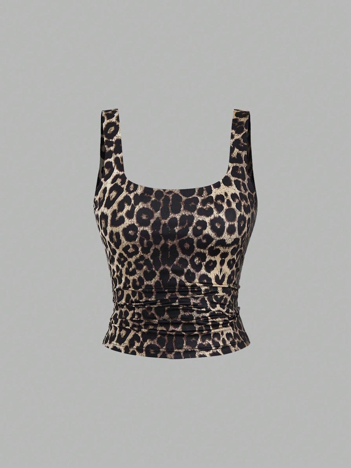 Sweetra Women Casual Bowknot & Leopard Print Ruffle Square Neck Tank Top, Summer