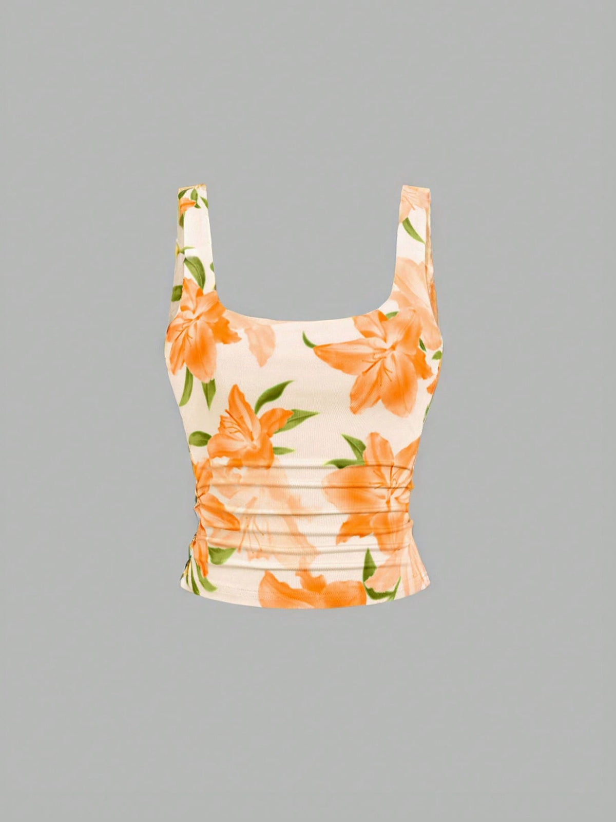 Sweetra Women Casual Square Neck Pleated Cami Top, Summer