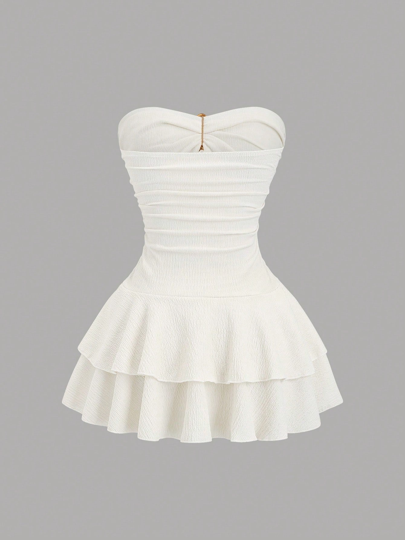 Sweetra Women's Elegant Strapless Double-Layer Mini Dress
