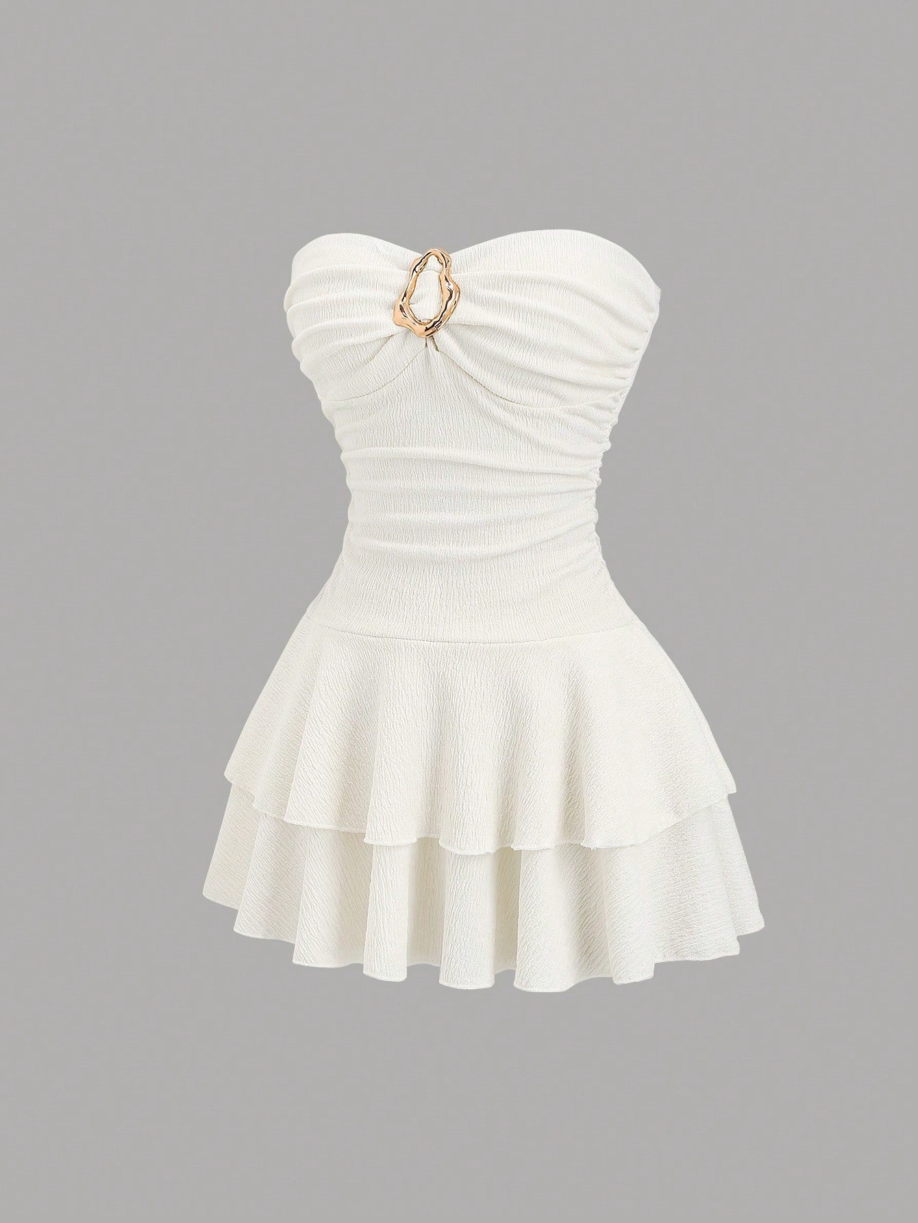 Sweetra Women's Elegant Strapless Double-Layer Mini Dress