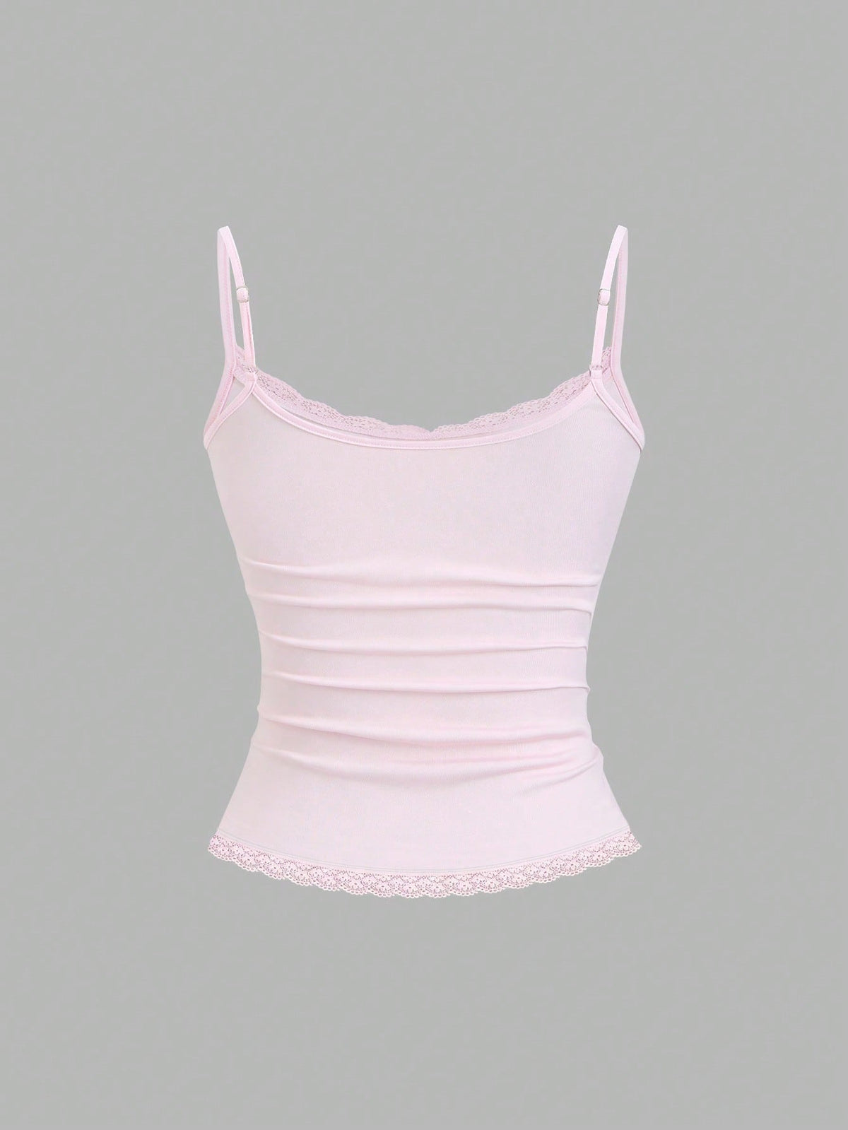 Sweetra Women's Solid Color Contrast Lace Ruffle Camisole