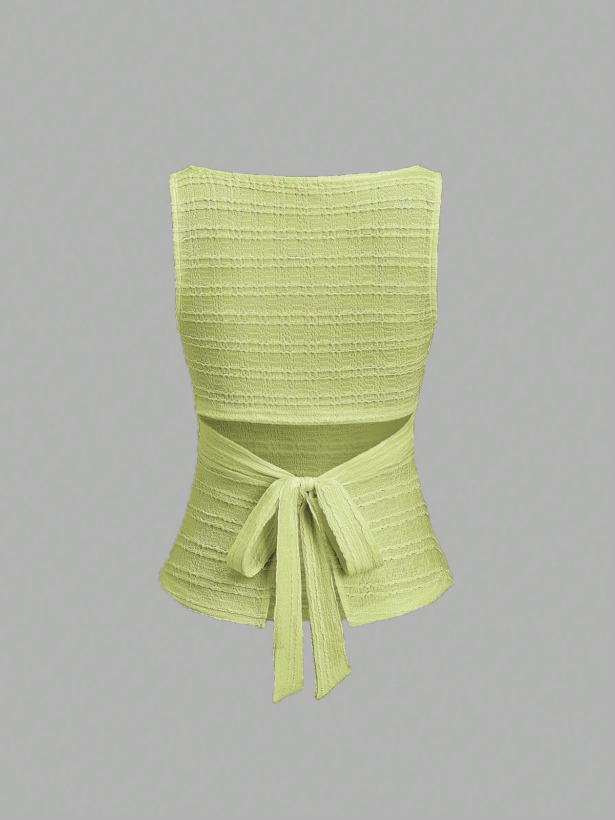 Sweetra Women's Solid Color Round Neck Backless Twist Ruched Fashion Tank Top Green Yellow Alternative