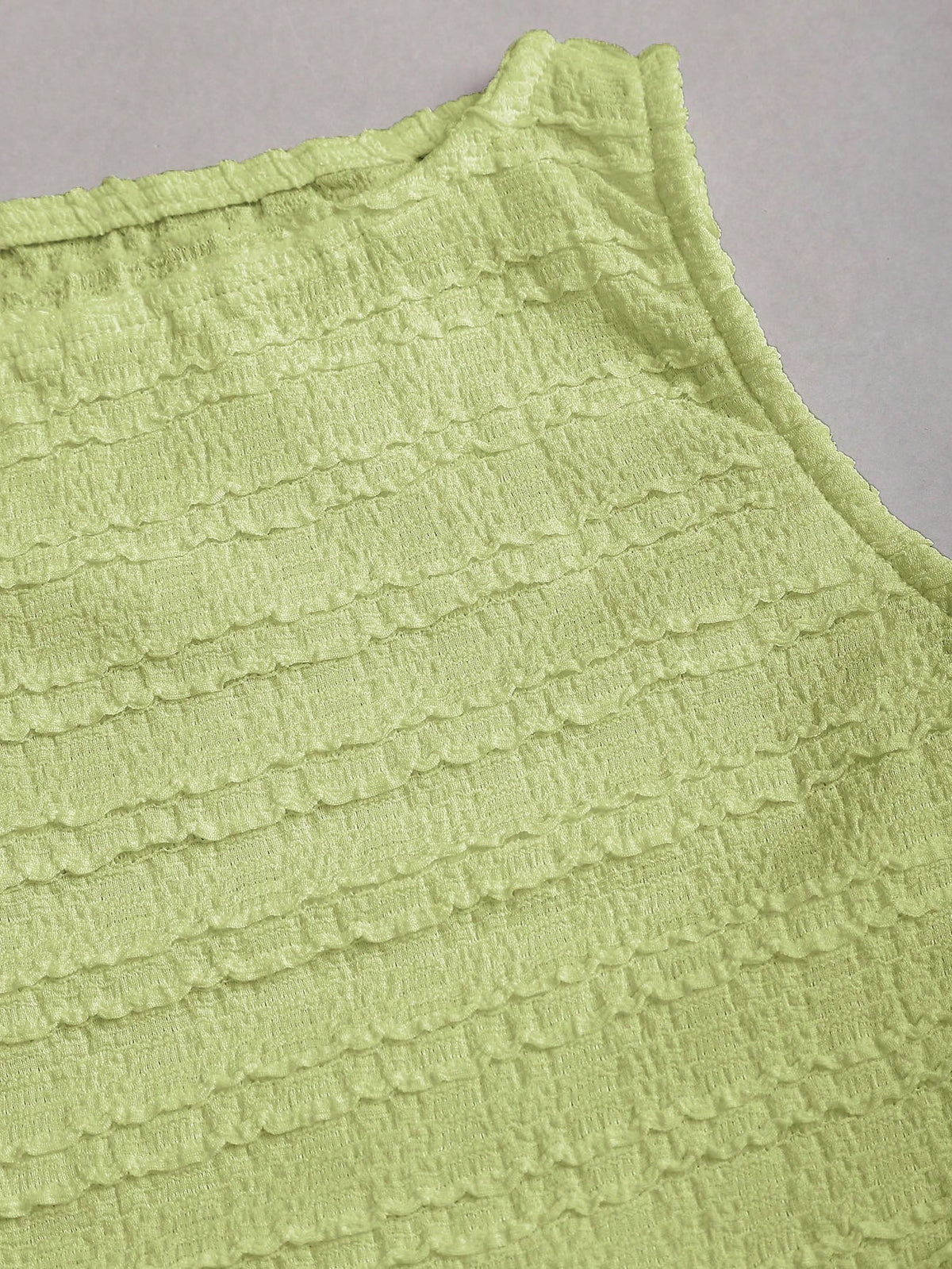 Sweetra Women's Solid Color Round Neck Backless Twist Ruched Fashion Tank Top Green Yellow Alternative