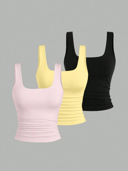 Sweetra Women's Summer Casual Solid Color Tank Top