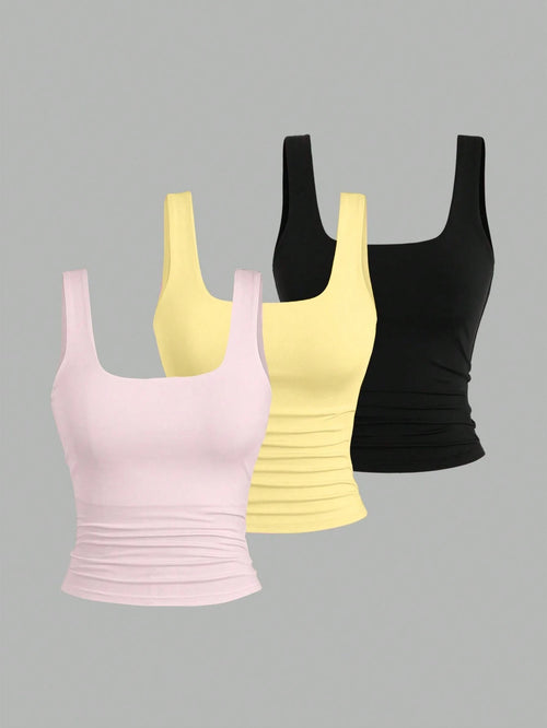 Sweetra Women's Summer Casual Solid Color Tank Top