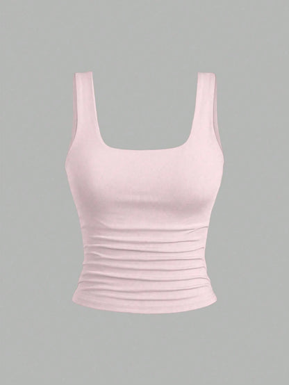 Sweetra Women's Summer Casual Solid Color Tank Top