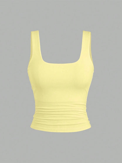 Sweetra Women's Summer Casual Solid Color Tank Top