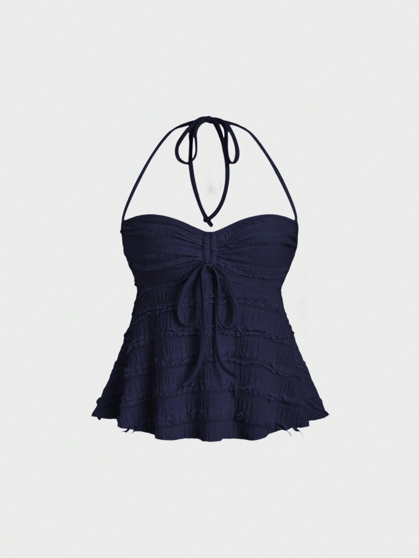 Sweetra Women Solid Drawstring Bust Halter Tops Y2K