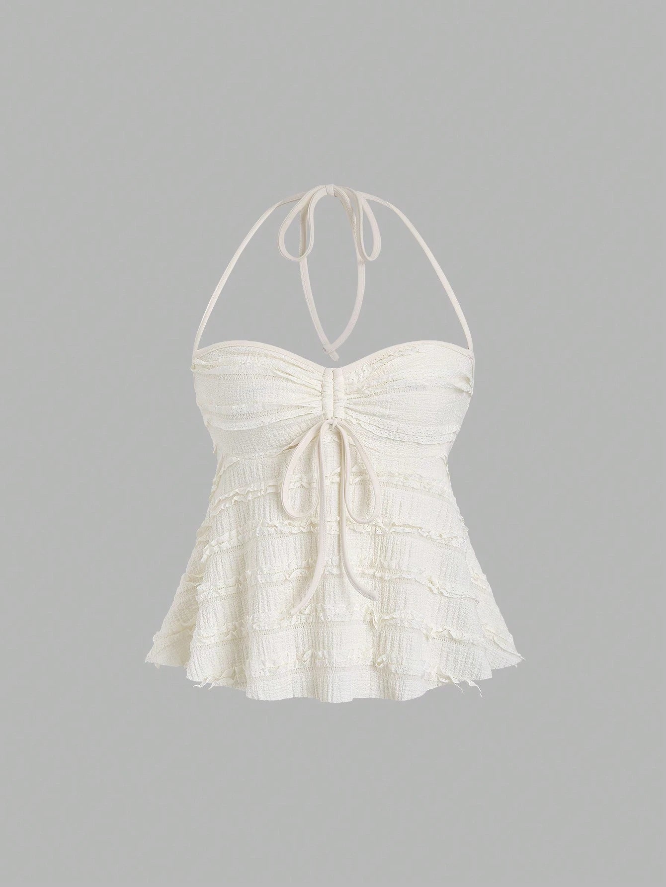 Sweetra Women Solid Drawstring Bust Halter Tops Y2K