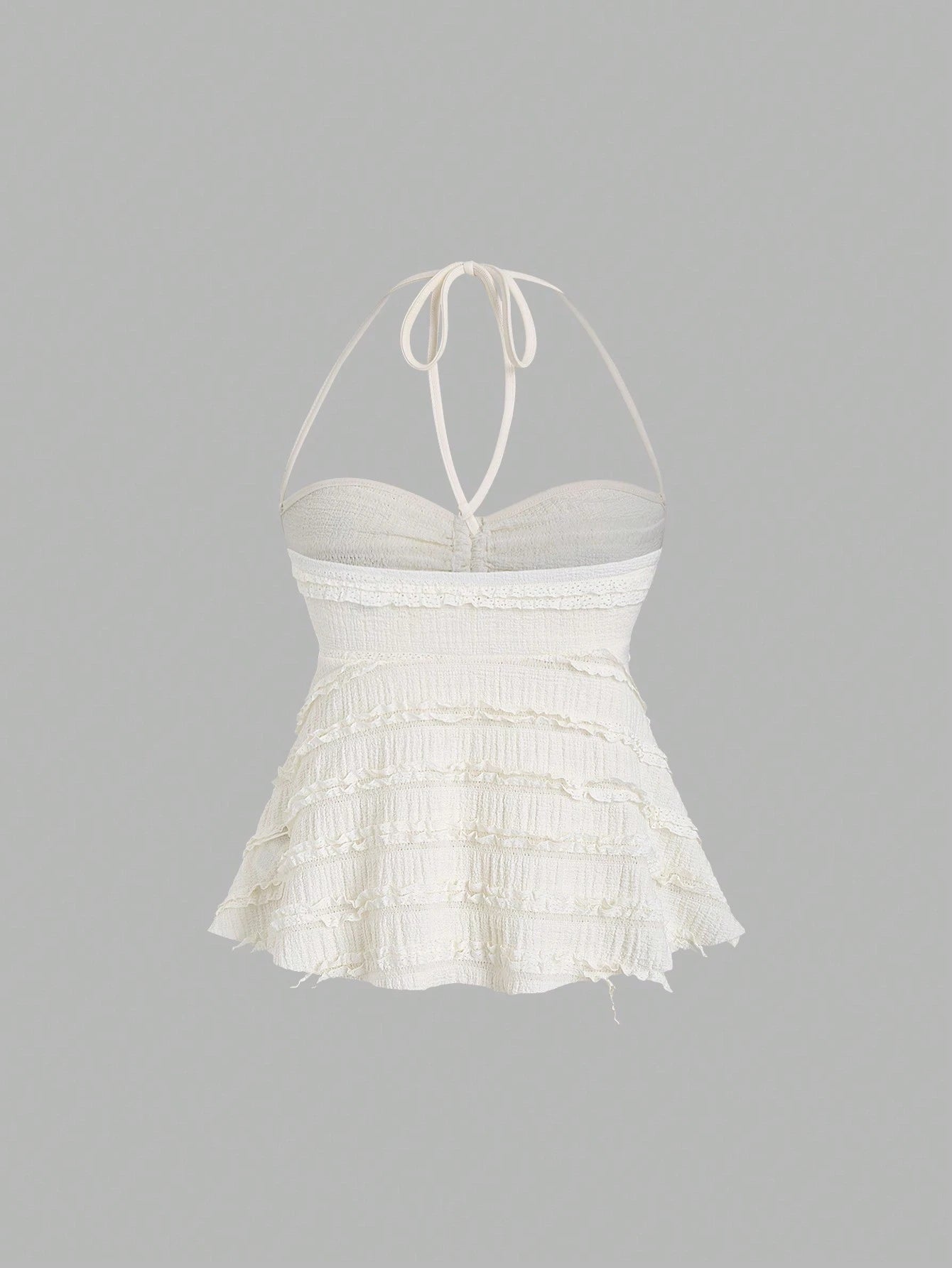 Sweetra Women Solid Drawstring Bust Halter Tops Y2K