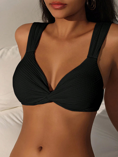Swim 1pc Women's Minimalist Solid Twist Bikini Top Summer