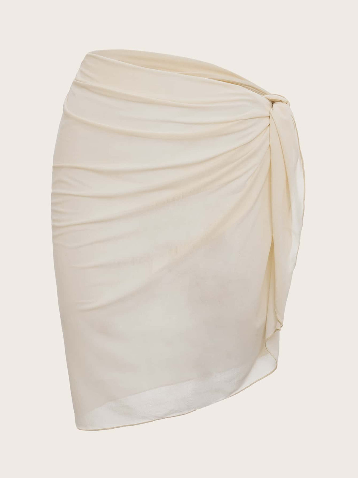 Swim Basics Summer Beach Solid Knot Side Ruched Cover Up Skirt