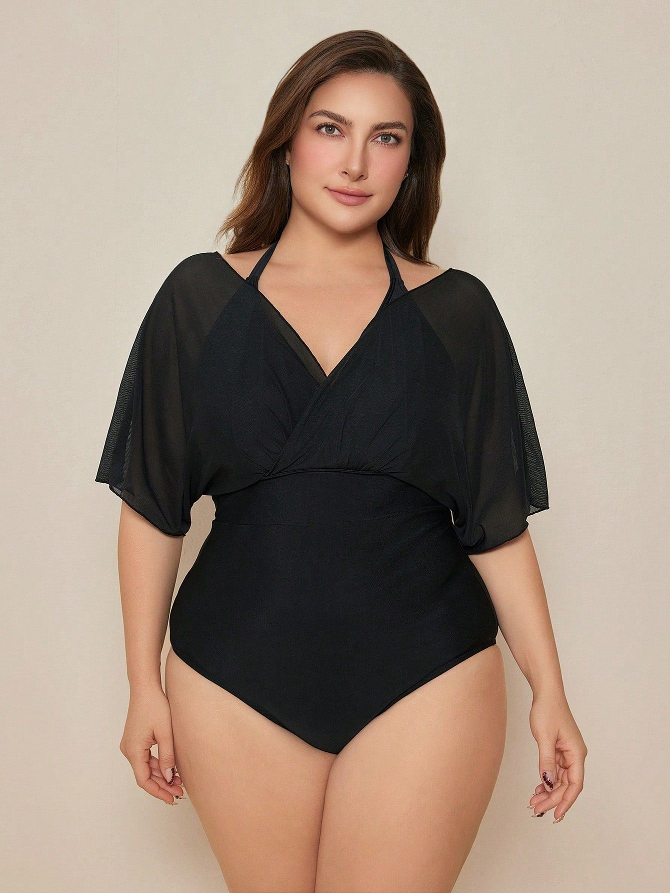 Swim Basics Summer Plus Size Blue & White Porcelain Print One Piece Swimsuit