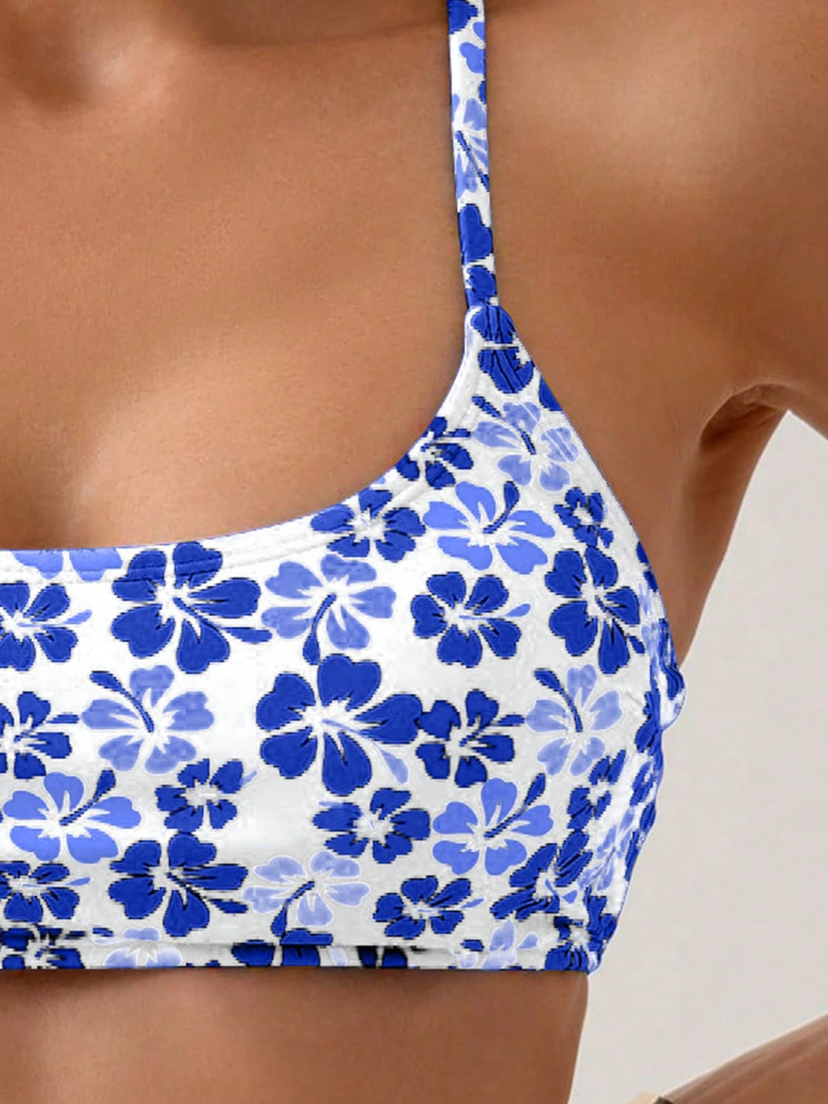 Swim Basics Women Floral Print Spaghetti Straps Bikini Set, Random Print, Wire-Free For Summer Beach Vacation