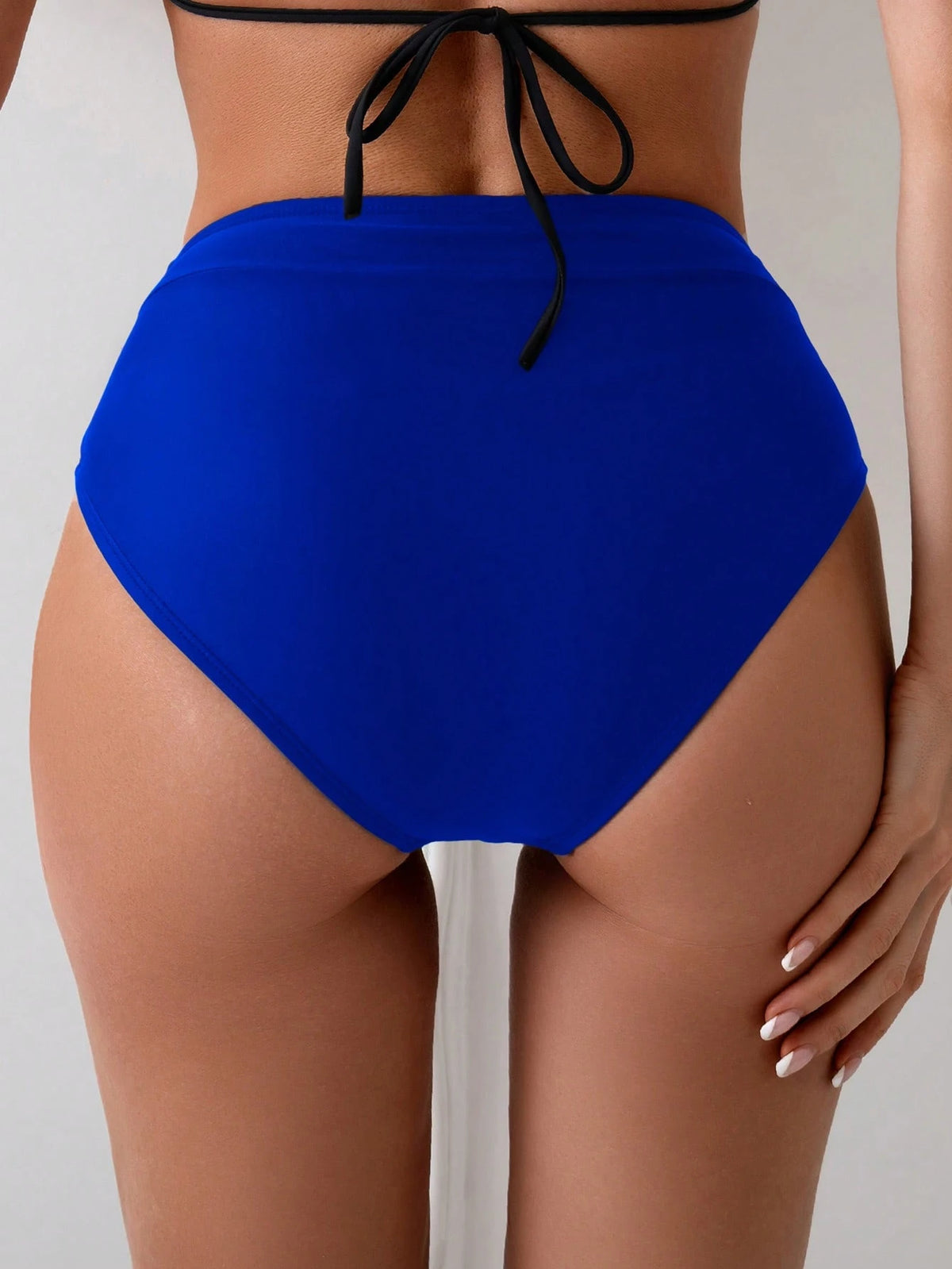 Swim Basics Women's Solid Color Asymmetric Waist Casual Vacation Triangle Bikini Bottom
