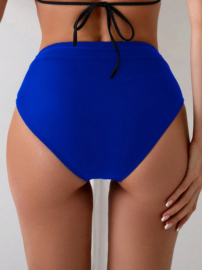 Swim Basics Women's Solid Color Asymmetric Waist Casual Vacation Triangle Bikini Bottom