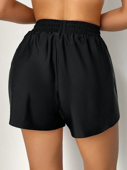 Swim Basics Women's Solid Color Front Tie Simple Casual Bikini Bottom Summer