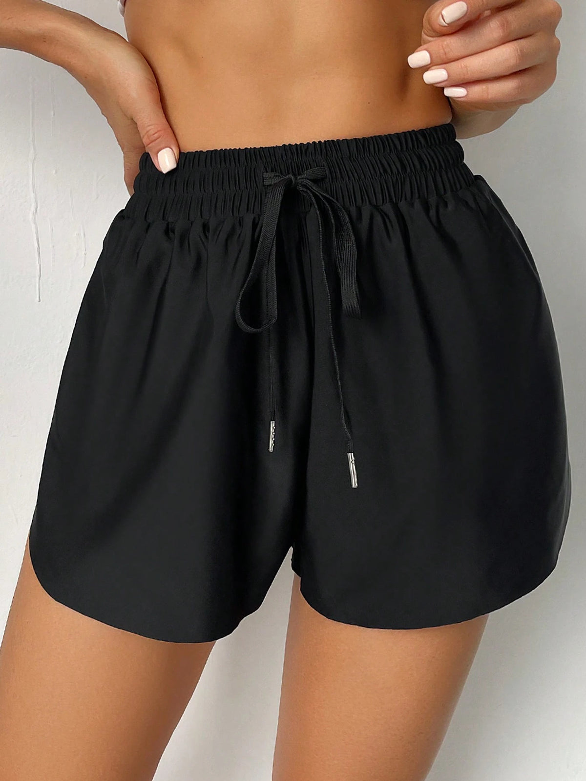 Swim Basics Women's Solid Color Front Tie Simple Casual Bikini Bottom Summer