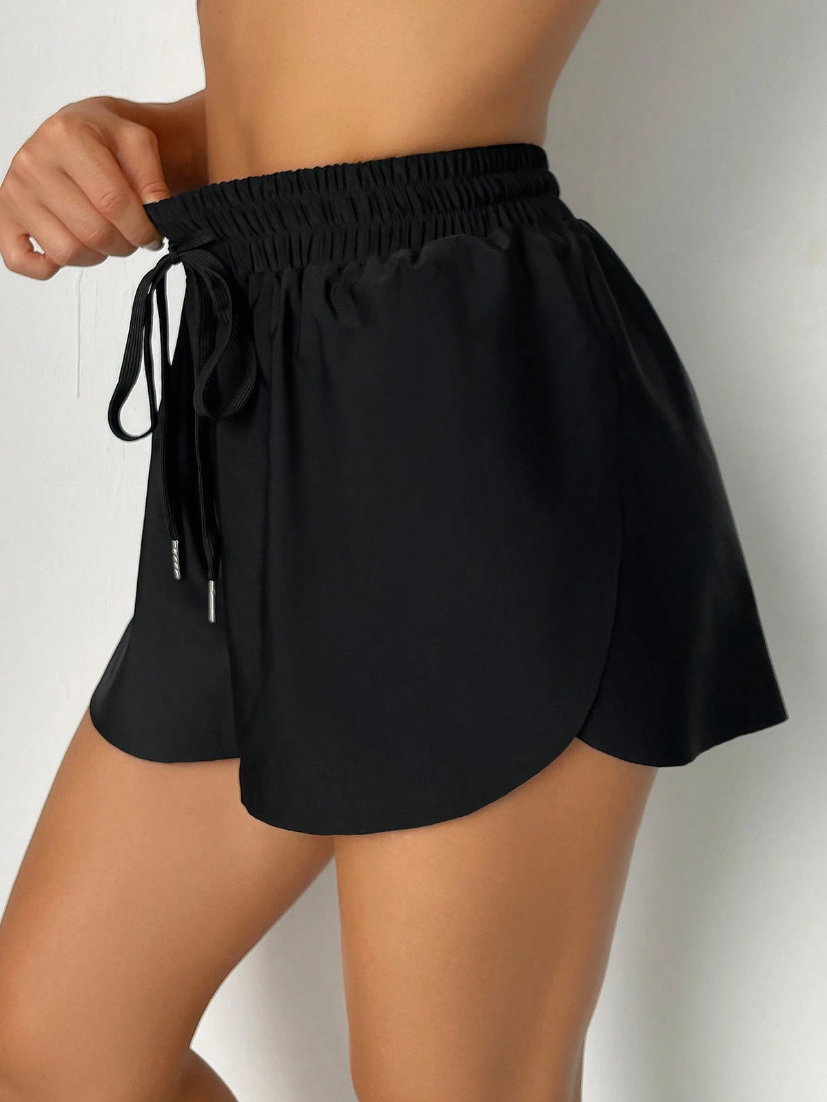 Swim Basics Women's Solid Color Front Tie Simple Casual Bikini Bottom Summer