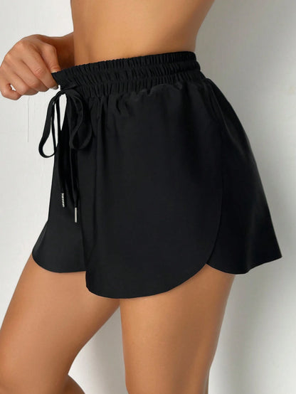 Swim Basics Women's Solid Color Front Tie Simple Casual Bikini Bottom Summer