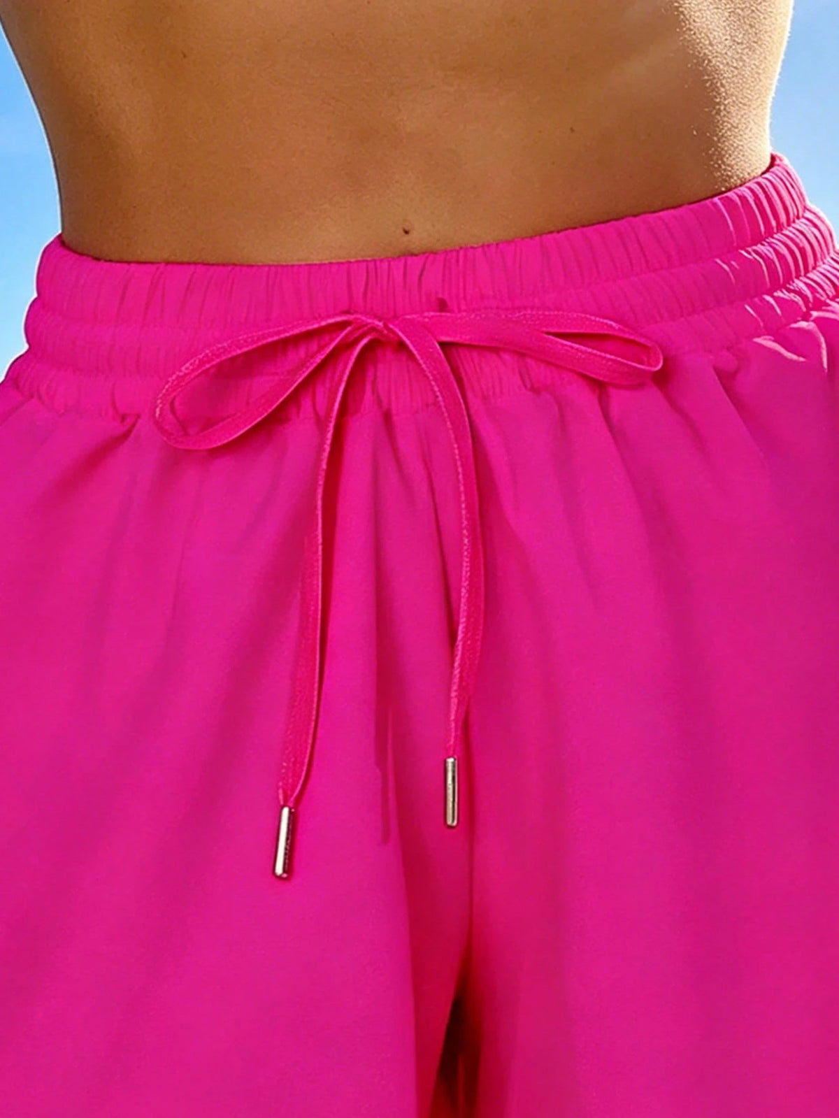 Swim Basics Women's Solid Color Front Tie Simple Casual Bikini Bottom Summer