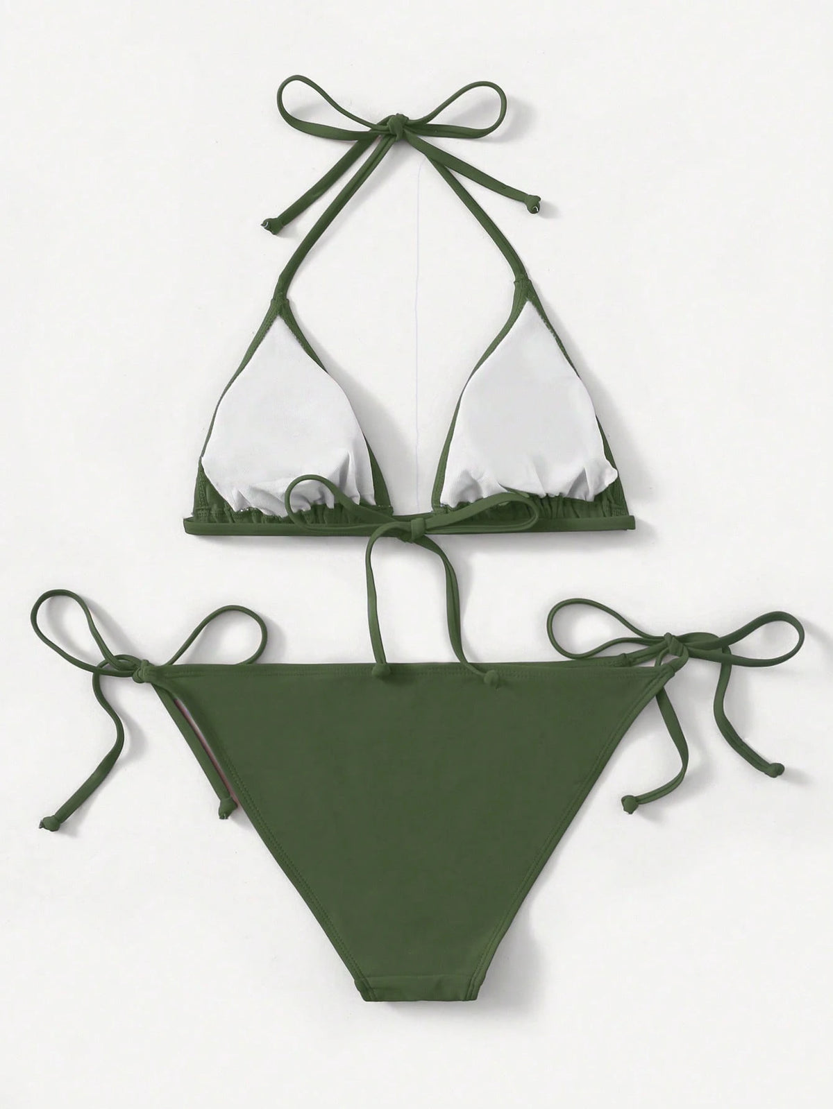 Swim Basics Women's Summer Beach Solid Color Halter Tie Sexy Bikini Swimwear Set