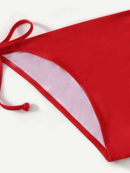 Swim Basics Women's Summer Beach Solid Color Halter Tie Sexy Bikini Swimwear Set