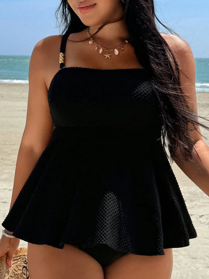 Swim Chiccia 2026 Spring/Summer Latest Fashion Elegant Sweet Polka Dot Minimalist Exquisite Sweet Double Strap Plus Size Women's Tank Top Swimsuit Set