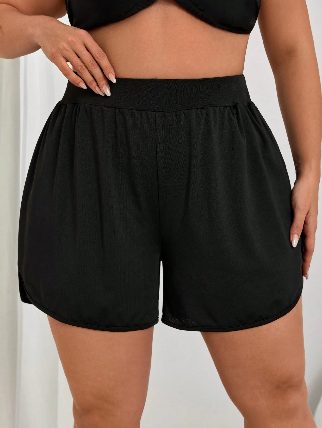 Swim Lushoire Plus Size Women's Solid Color Lining Pocket Beach Pants, Sports Casual Holiday Beach Coverup Summer