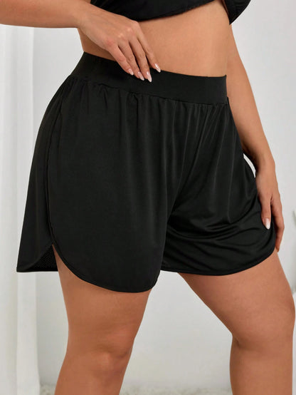 Swim Lushoire Plus Size Women's Solid Color Lining Pocket Beach Pants, Sports Casual Holiday Beach Coverup Summer