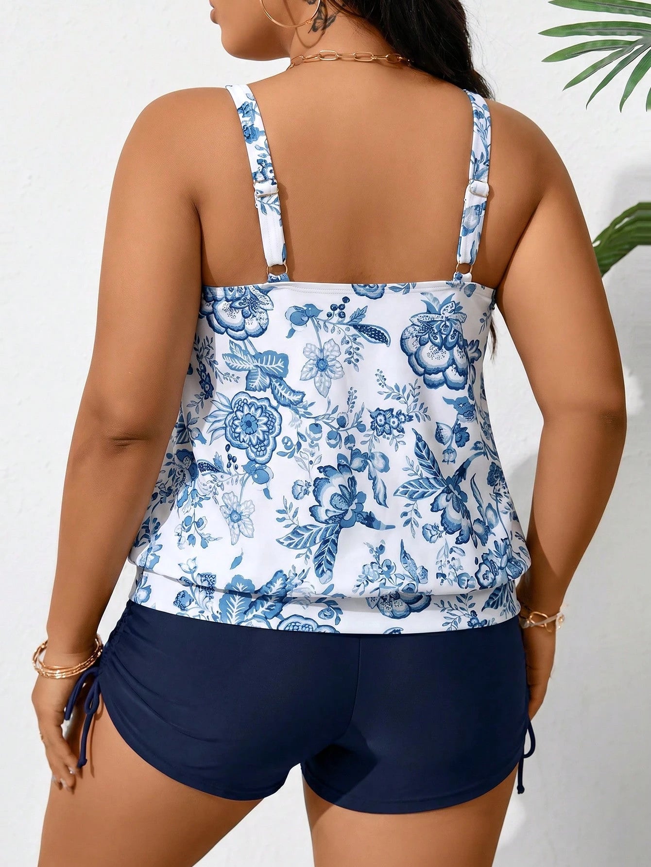 Swim Lushoire Plus Size Women's Summer Beach Print Scoop Neck Versatile Tankini