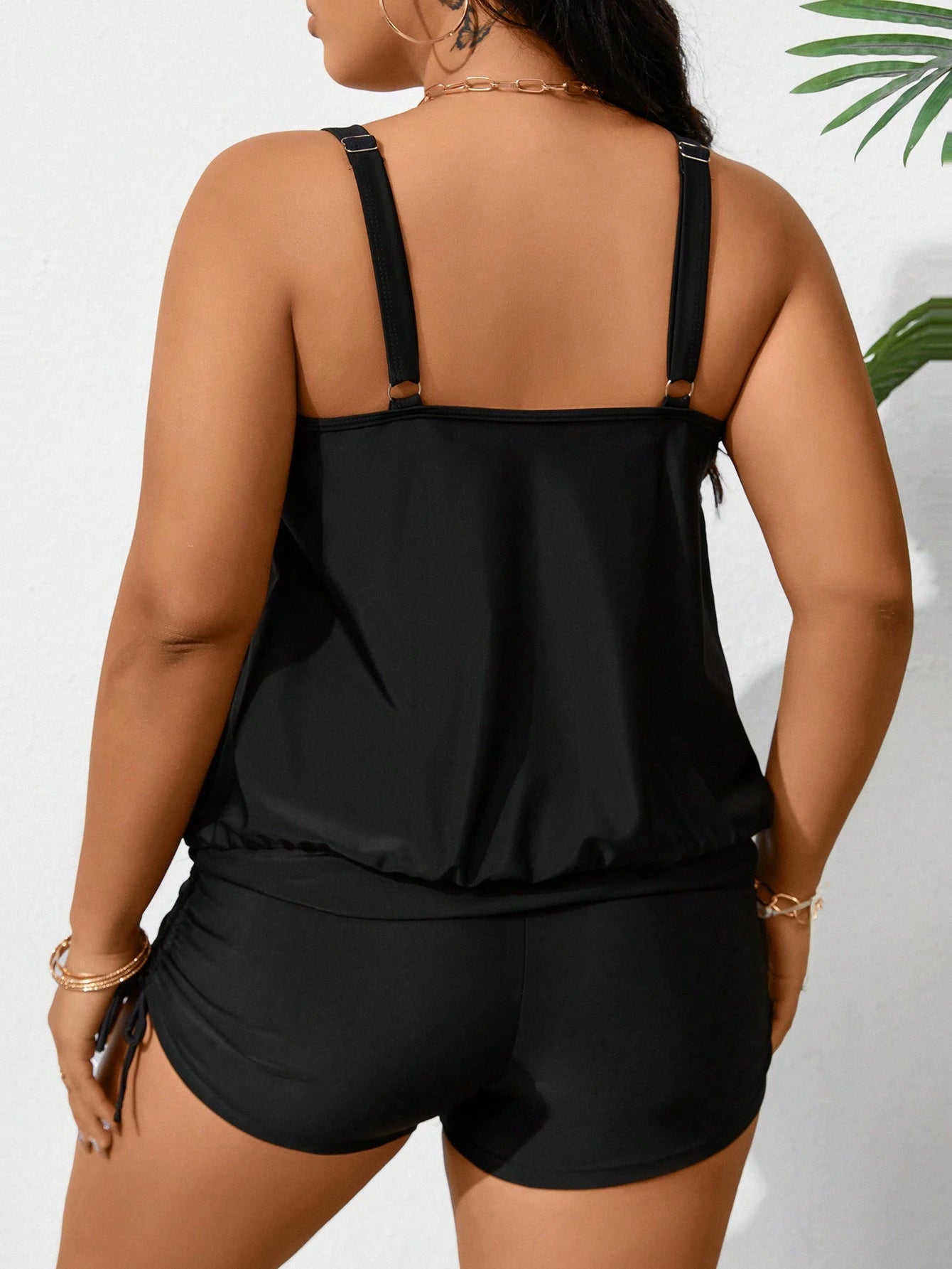 Swim Lushoire Plus Size Women's Summer Beach Print Scoop Neck Versatile Tankini