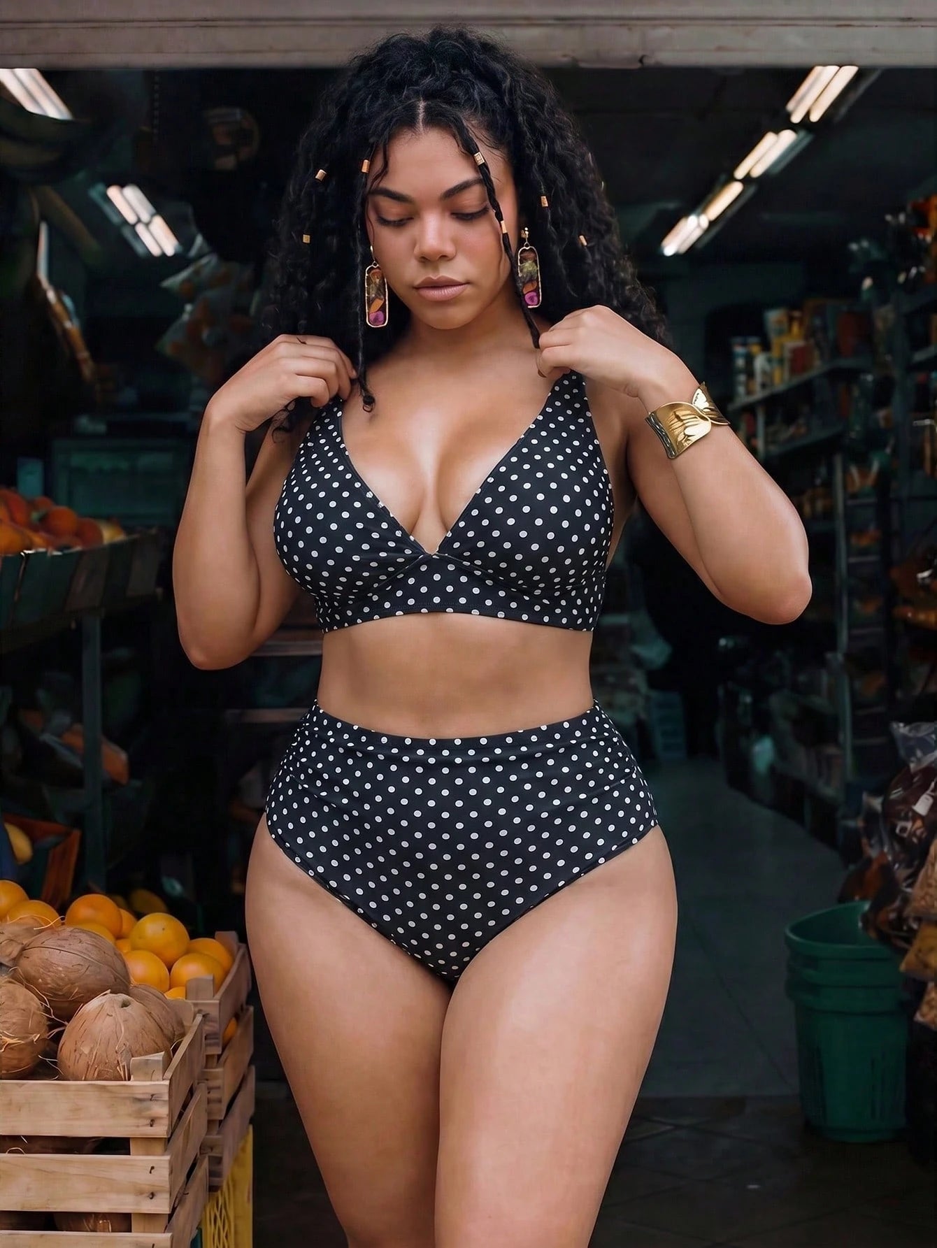 Swim Mod 2026 New Summer Plus Size Women 2-Piece Random Print High Waist Triangle Bikini Ruched Casual Sexy Swimsuit Set Beach Vacation