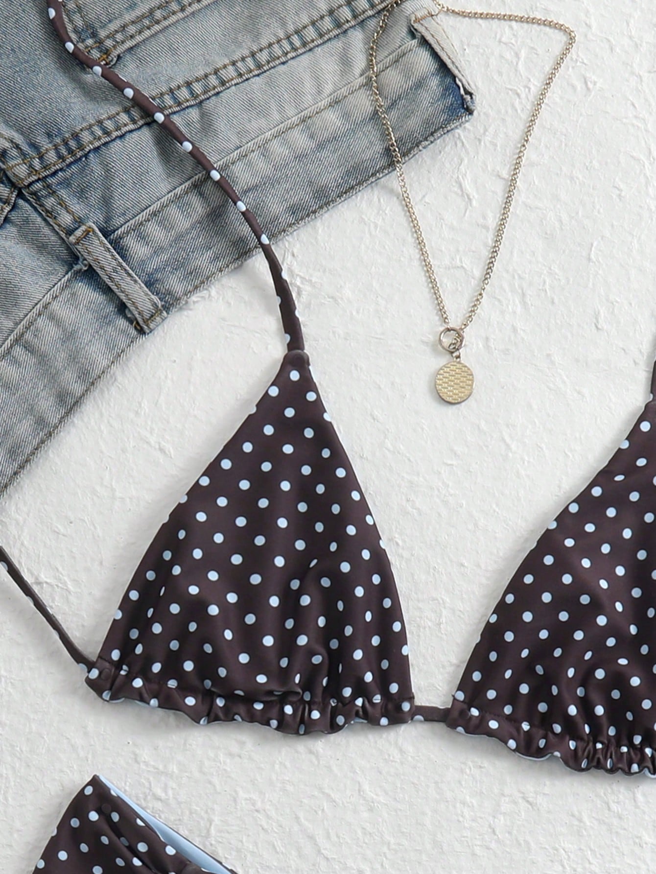 Swim Mod 2026 New Summer Women's Reversible Polka Dot Bikini Set, Elegant Halter Neck Spaghetti Strap Sexy Beach Holiday Swimwear, Party Graceful Swimwear