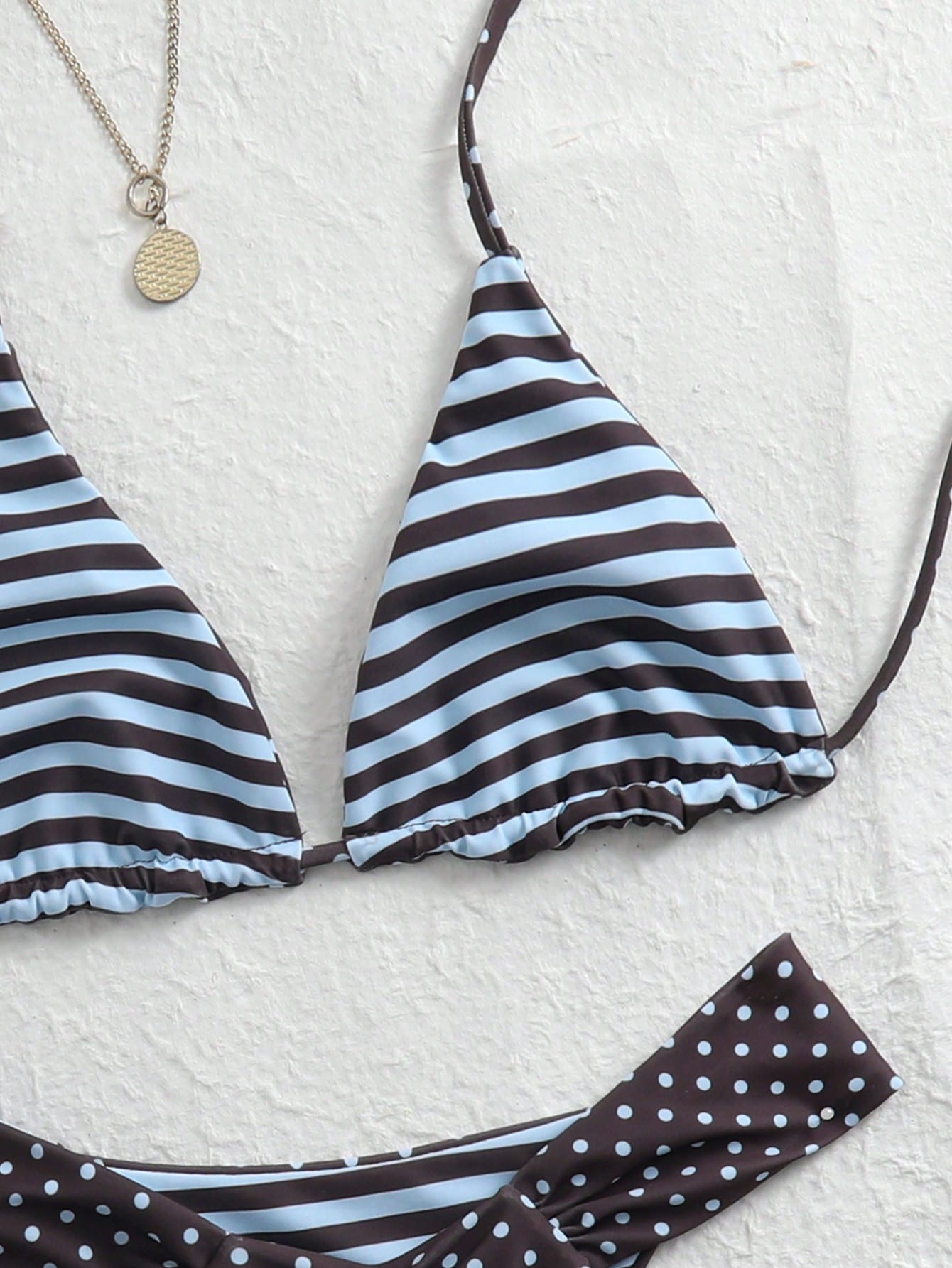 Swim Mod 2026 New Summer Women's Reversible Polka Dot Bikini Set, Elegant Halter Neck Spaghetti Strap Sexy Beach Holiday Swimwear, Party Graceful Swimwear