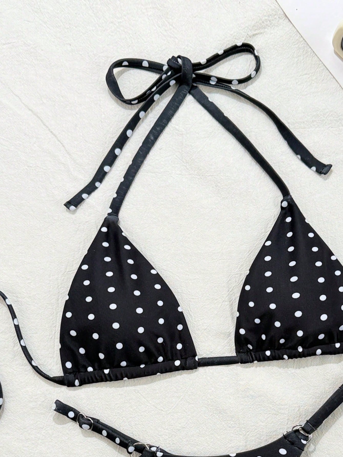 Swim Mod 2pcs Polka Dot Print Sexy Bikini Set, Micro Triangle Briefs, Summer