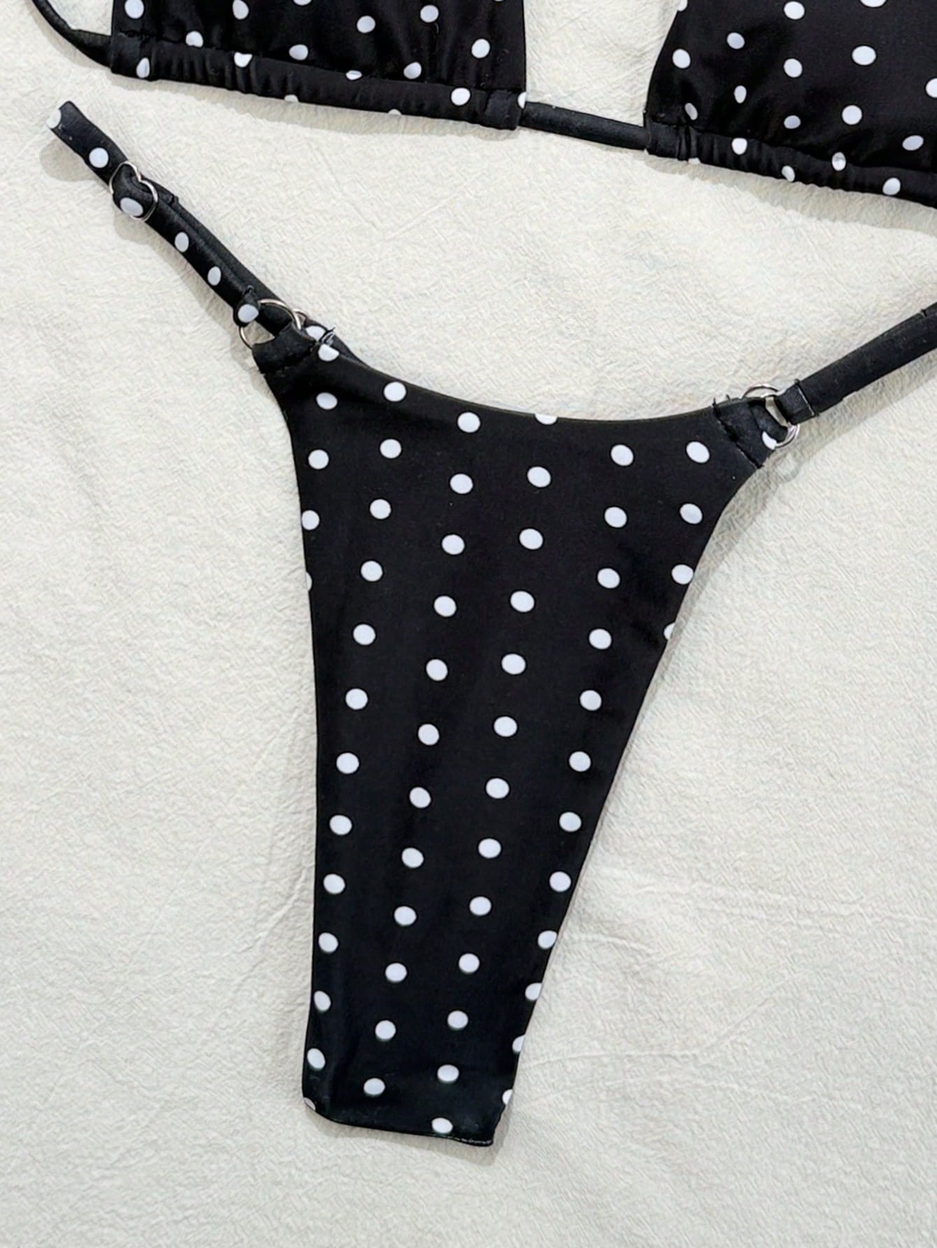 Swim Mod 2pcs Polka Dot Print Sexy Bikini Set, Micro Triangle Briefs, Summer