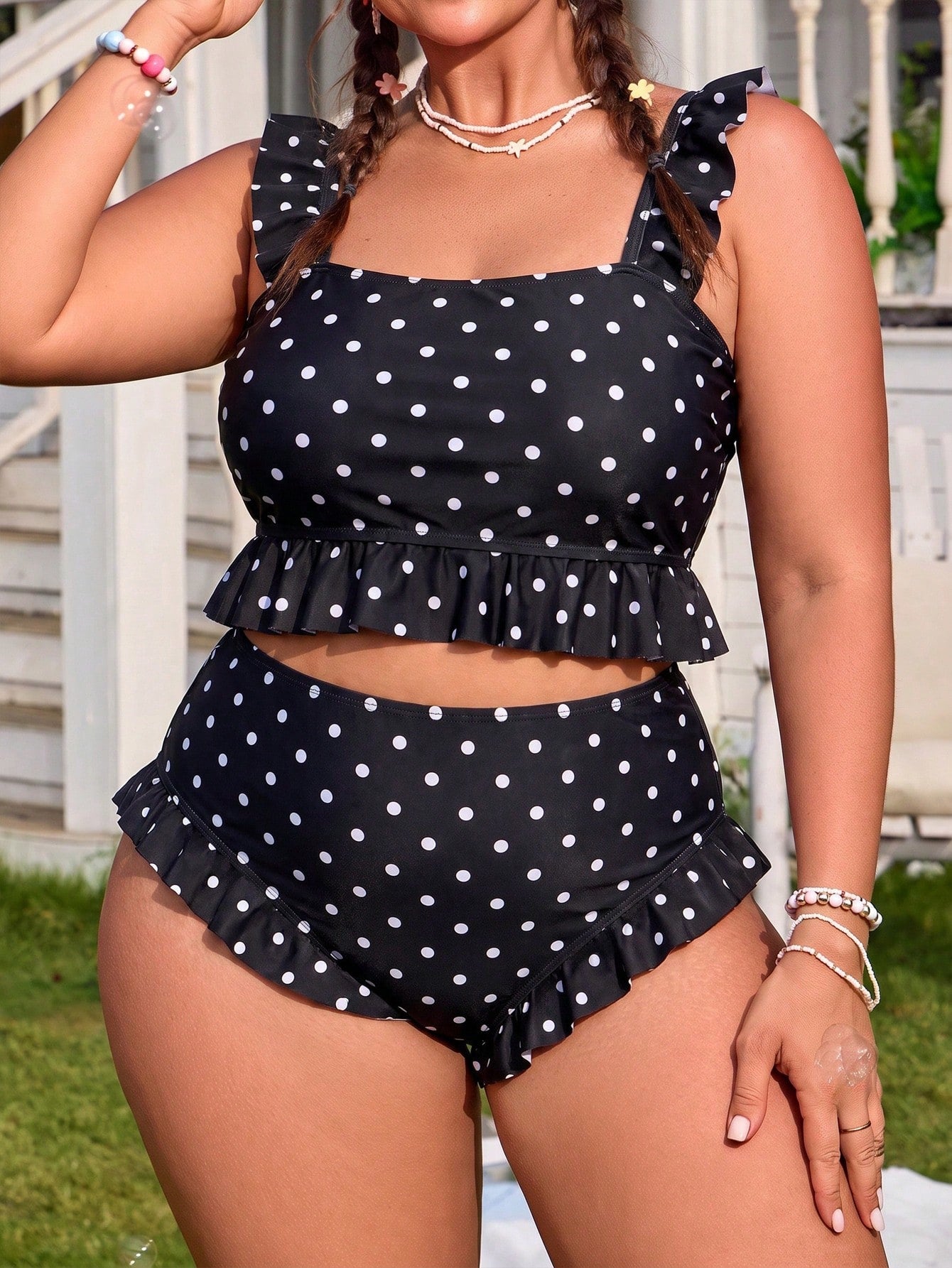 Swim Mod Plus Size Women Casual Ditsy Floral Set