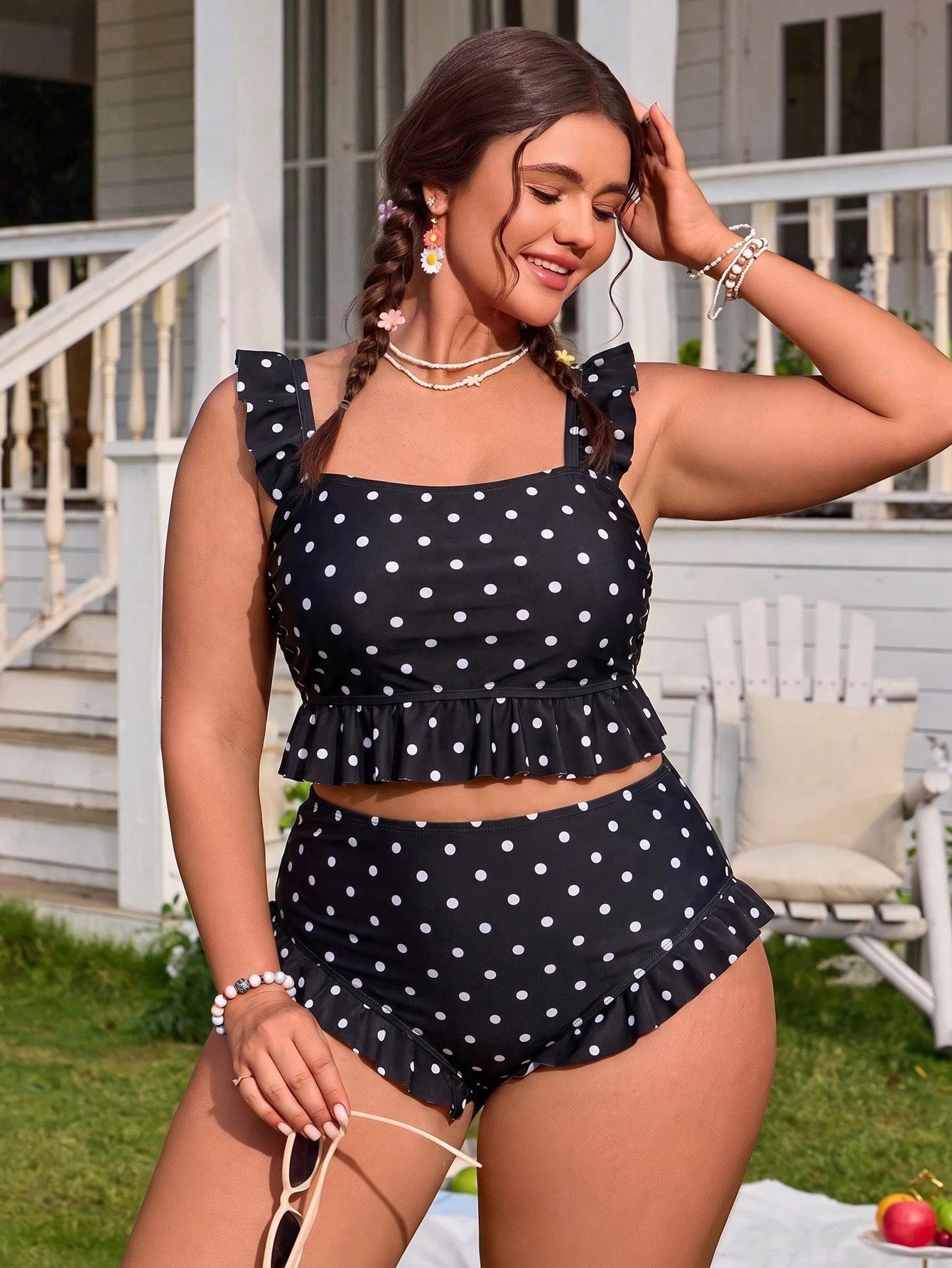Swim Mod Plus Size Women Casual Ditsy Floral Set