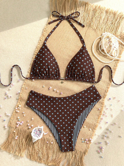 Swim Mod Plus Size Women Seashell Print Sweet Sexy Beach Beach Vacation Vacation Bikini Set Light Blue Summer