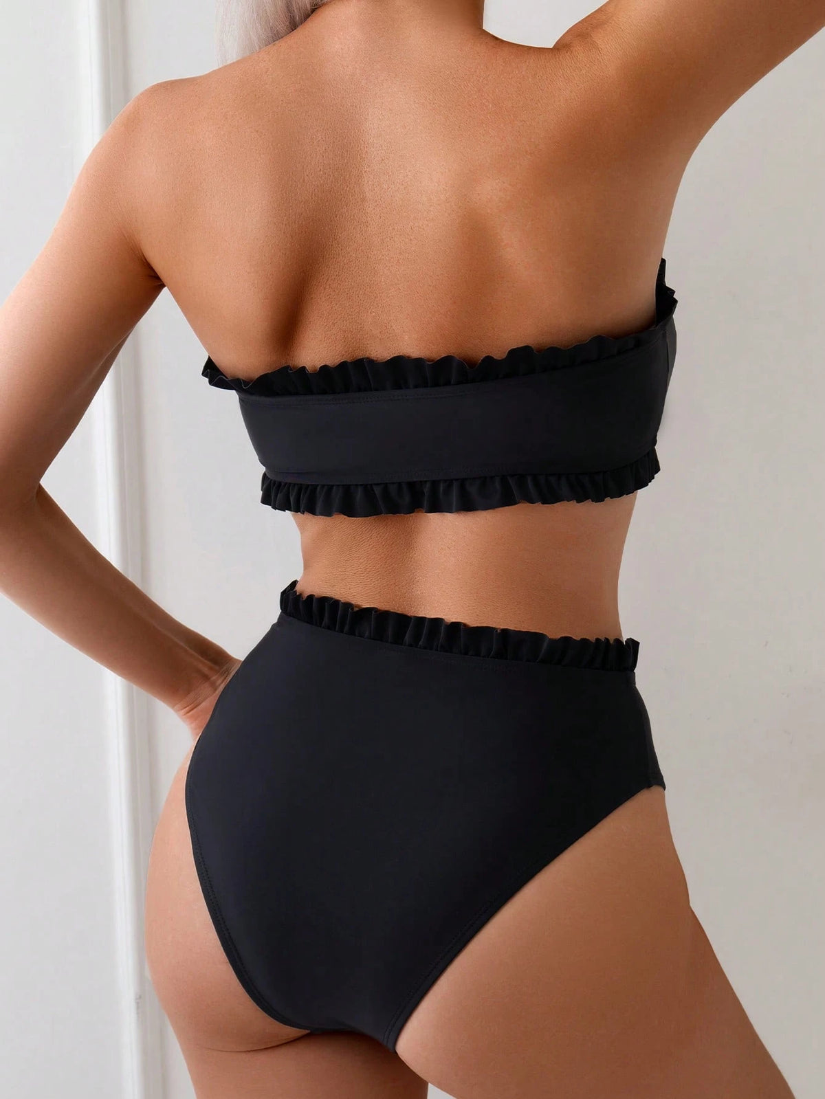 Swim Mod Women's Solid Color Vacation Beach Swimsuit Set