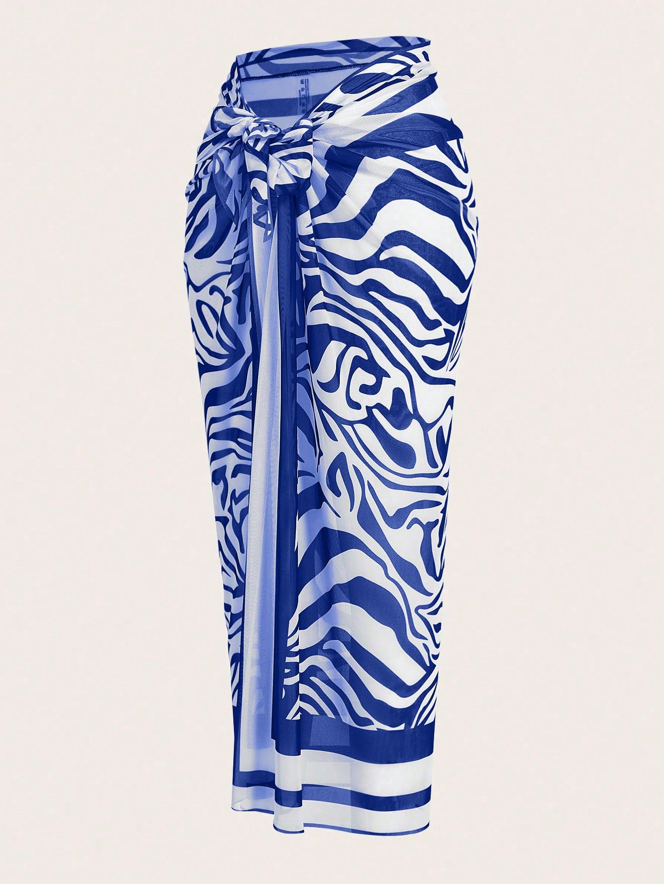 Swim Oasis 2-Pc Plus Size Solid Color Ruffle Asymmetrical Neck One-Piece Swimsuit With Zebra Print Kimono Top And Mini Skirt Summer