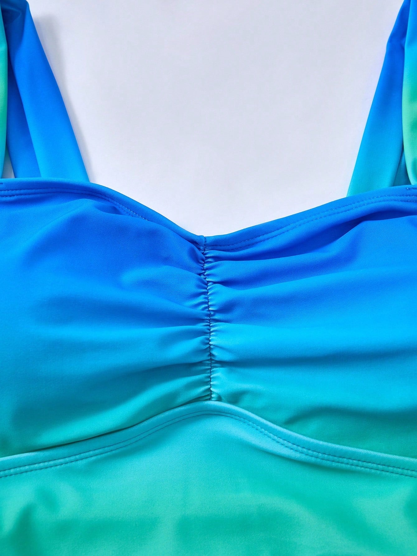Swim Oasis 2pcs Plus Size Women's Fashion Ombre Ruched One Piece Swimsuit For Summer Beach Vacation